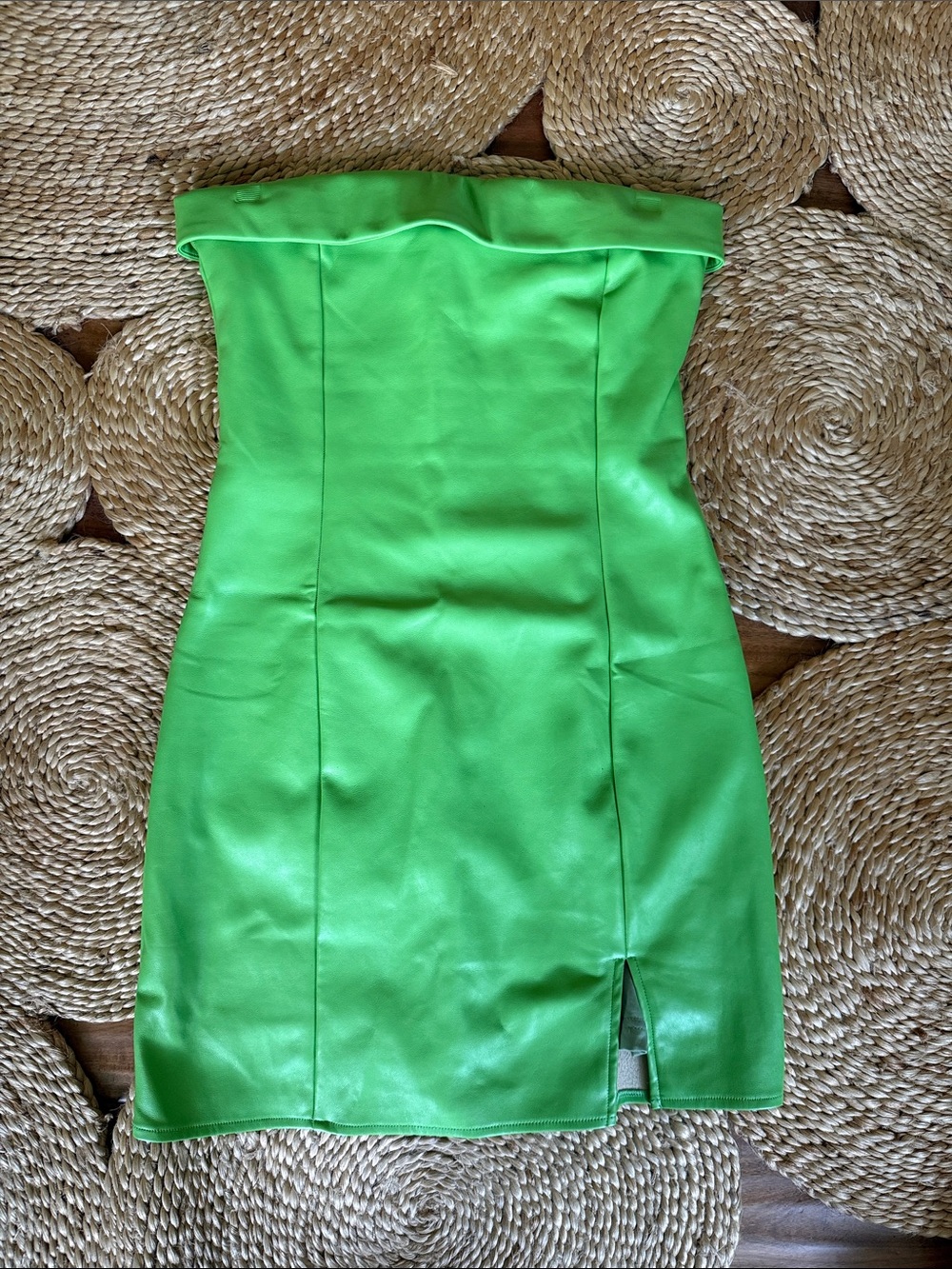 Strapless Neon Green Mini Dress